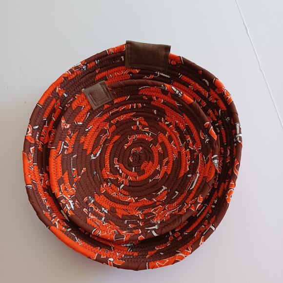 NFL Cleveland Browns Football SET OF 2 Snack Bowls Handmade Coiled Fabric Sewn - Picture 7 of 9